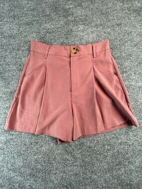Zara High Waisted Flowy Shorts Women's XS Mauve Pink Pleated Casual Summer